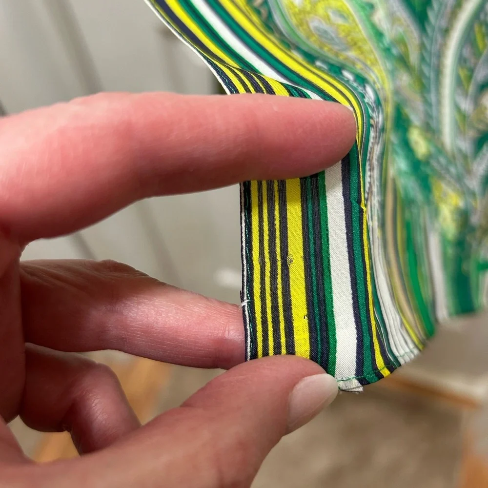 Anne Klein Green and Yellow Paisley Scarf 100% Silk - Picture 6 of 8